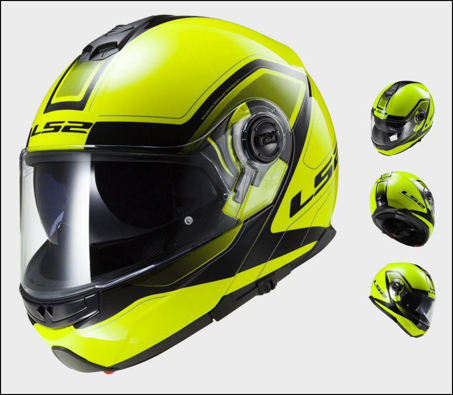 Casque Moto Modulable LS2 FF325 STROBE CIVIK Noir - Jaune