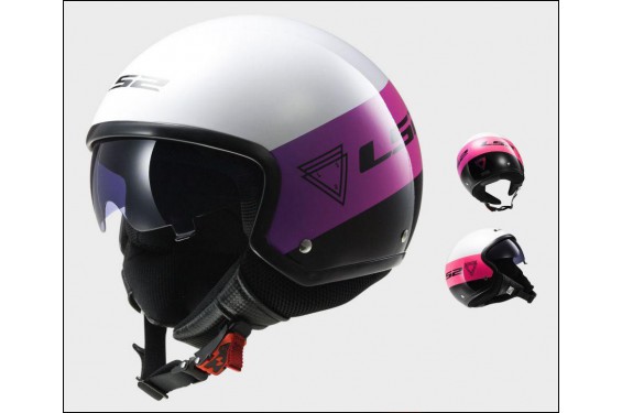 Casque Jet Moto LS2 OF561 WAVE BEAT Noir - Blanc - Rose Casque Jet Moto LS2 OF561 WAVE BEAT Noir - Blanc - Rose