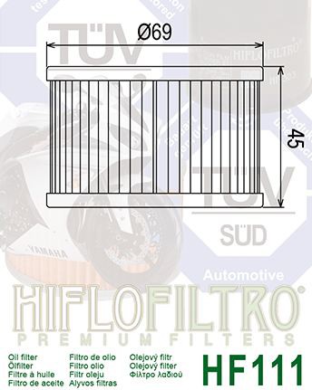 Filtre a Huile Quad Hiflofiltro HF111