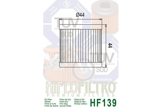 Filtre a Huile Quad Hiflofiltro HF139 Filtre a Huile Quad Hiflofiltro HF139