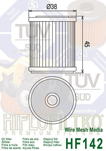 Filtre a Huile Quad Hiflofiltro HF142