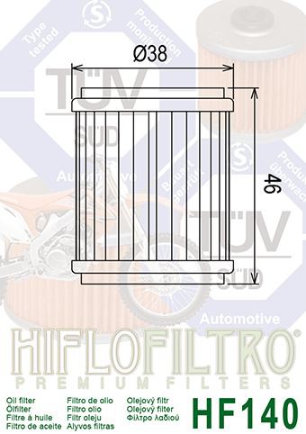 Filtre a Huile Quad Hiflofiltro HF140 YFZ450 et R (07-15)