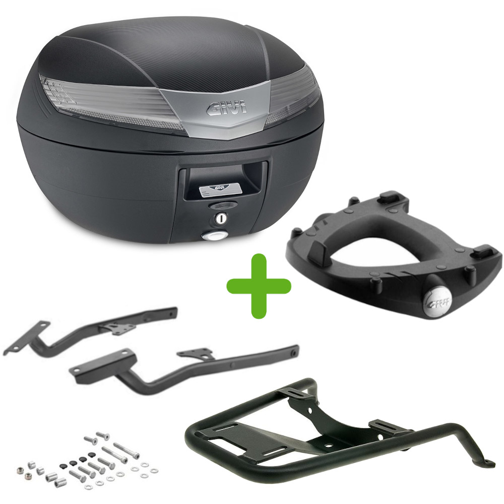 Pack Givi Monokey Top Case + Support pour Piaggio MP3 300IE Sport / Business (14-17)