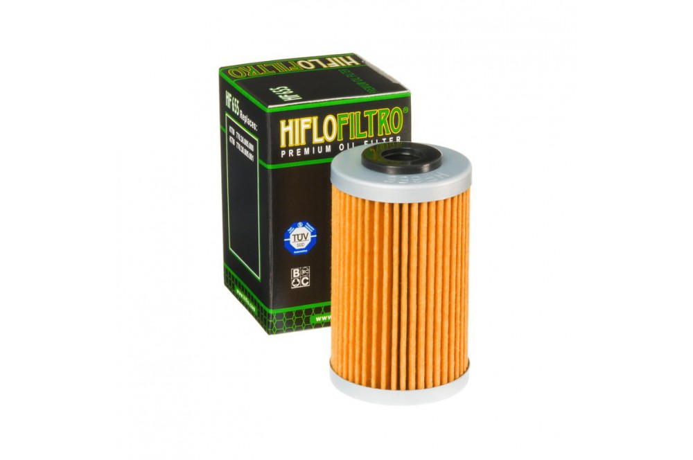 Hiflofiltro HF655 Filtre à Huile – Compatible KTM, Hauteur 69mm, Diamètre 41mm, Remplacement Origine 770.38.005.xxx