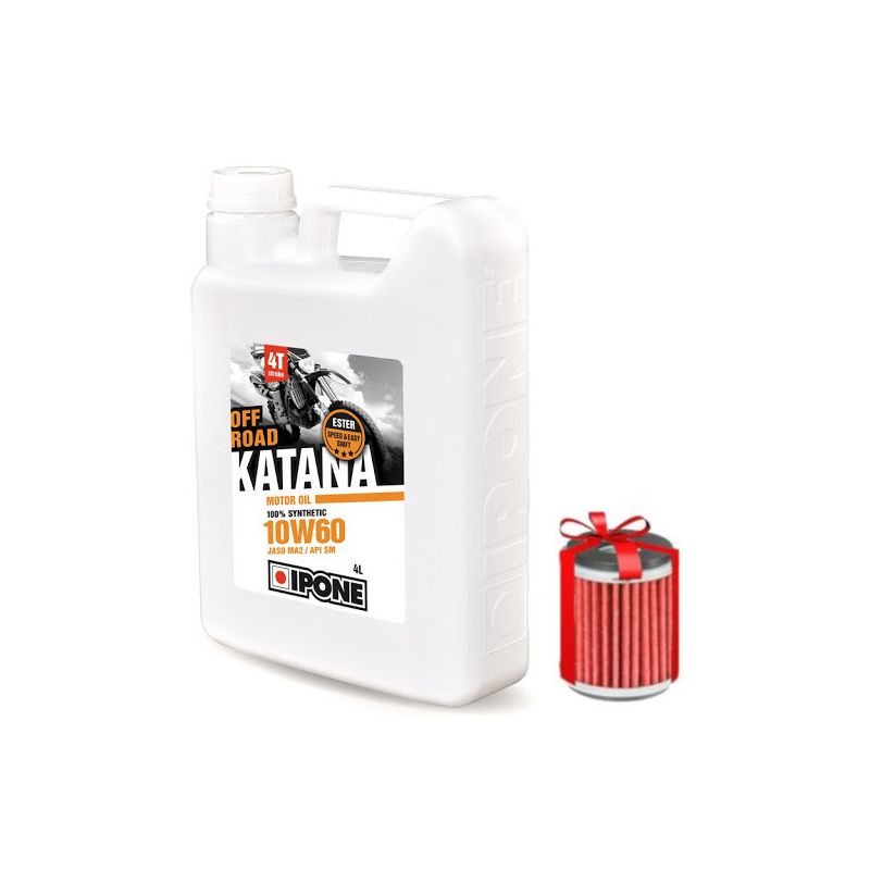 Huile Ipone Katana Off-Road 4T 10W60 4 Litres + Filtre à Huile Offert Huile Ipone Katana Off-Road 4T 10W60 4 Litres + Filtre à Huile Offert