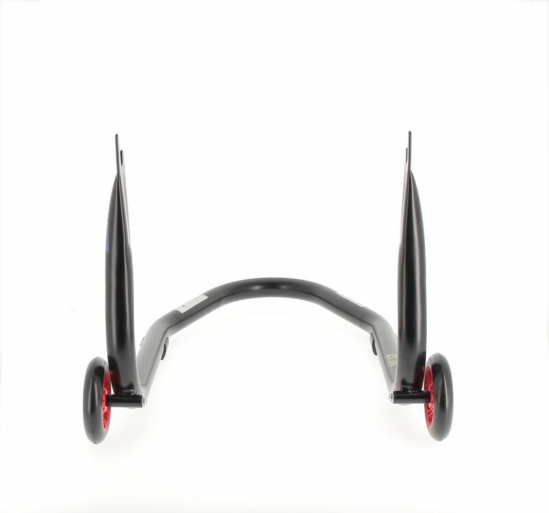 Bequille Arriere Universelle Noire avec Roue Rouge Supports en V