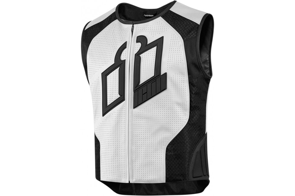 Gilet sans manches cuir Homme ICON Hypersport Prime Blanche - Street