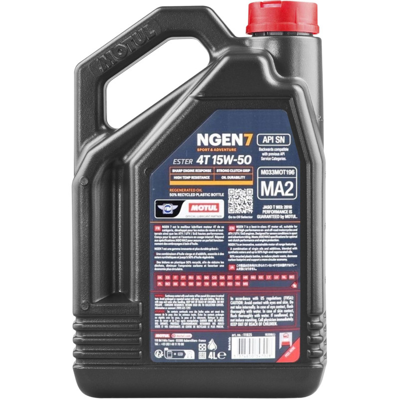 Huile Moto Motul NGEN 7 15W50 4 Litres + Filtre à Huile Offert Huile Moto Motul NGEN 7 15W50 4 Litres + Filtre à Huile Offert