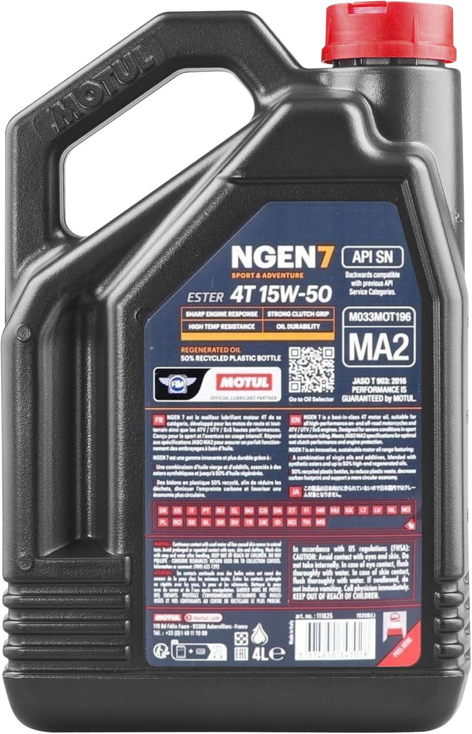 Huile Moto Motul NGEN 7 15W50 4 Litres + Filtre à Huile Offert
