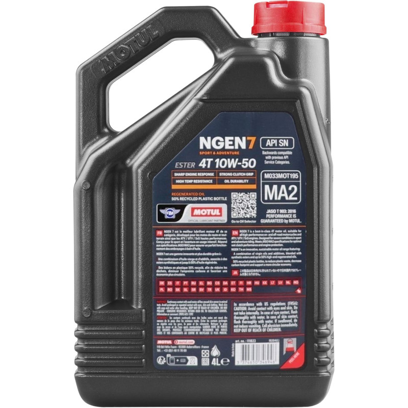Huile Moto Motul NGEN 7 10W50 4 Litres + Filtre à Huile Offert Huile Moto Motul NGEN 7 10W50 4 Litres + Filtre à Huile Offert