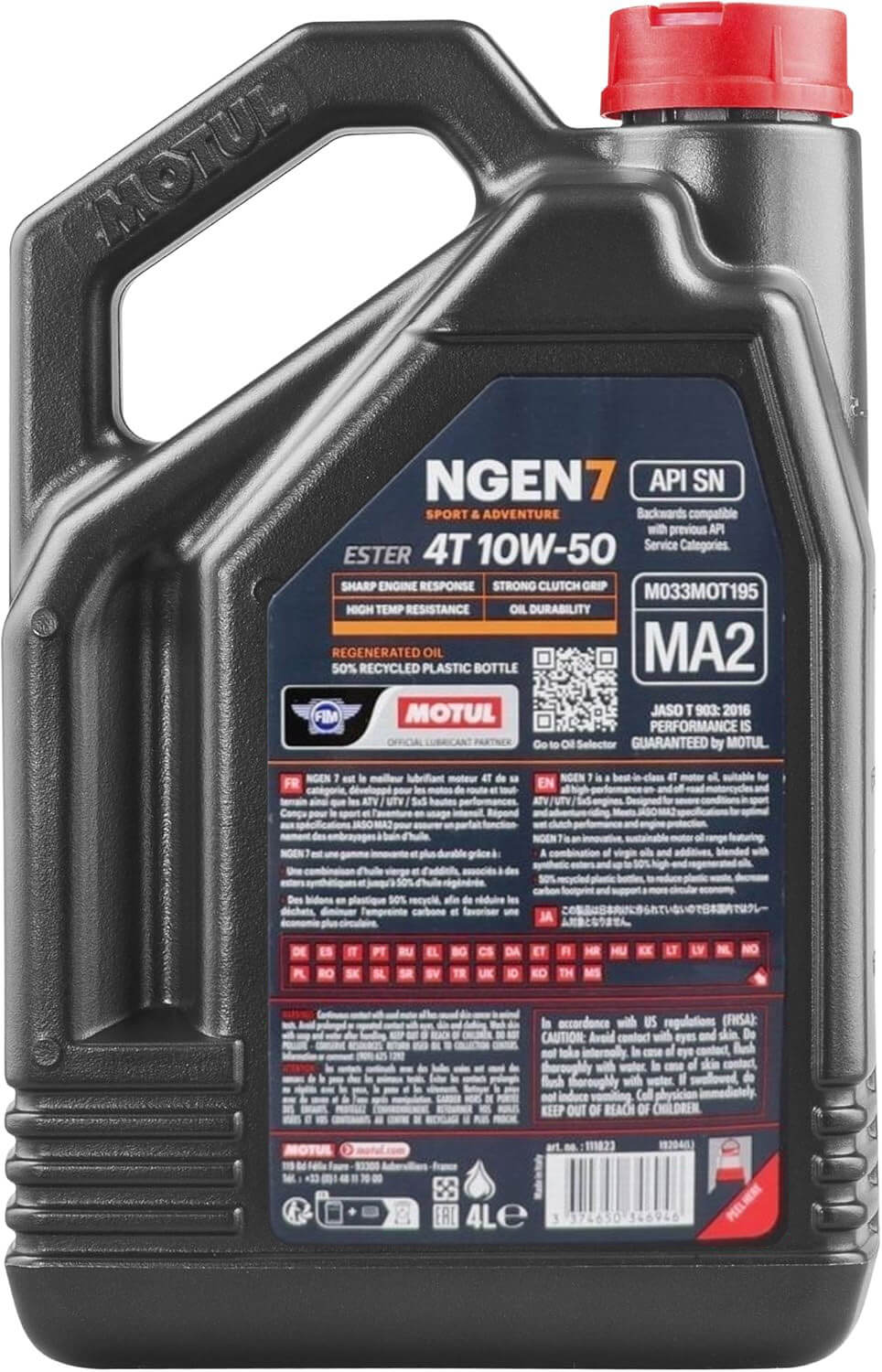 Huile Moto Motul NGEN 7 10W50 4 Litres + Filtre à Huile Offert
