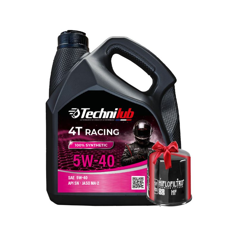 Huile Technilub Racing 4T 5W40 100% Synthèse 4 Litres + Filtre à Huile Offert Huile Technilub Racing 4T 5W40 100% Synthèse 4 Litres + Filtre à Huile Offert