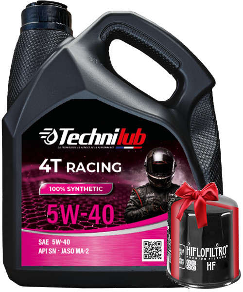 Huile Technilub Racing 4T 5W40 100% Synthèse 4 Litres + Filtre à Huile Offert