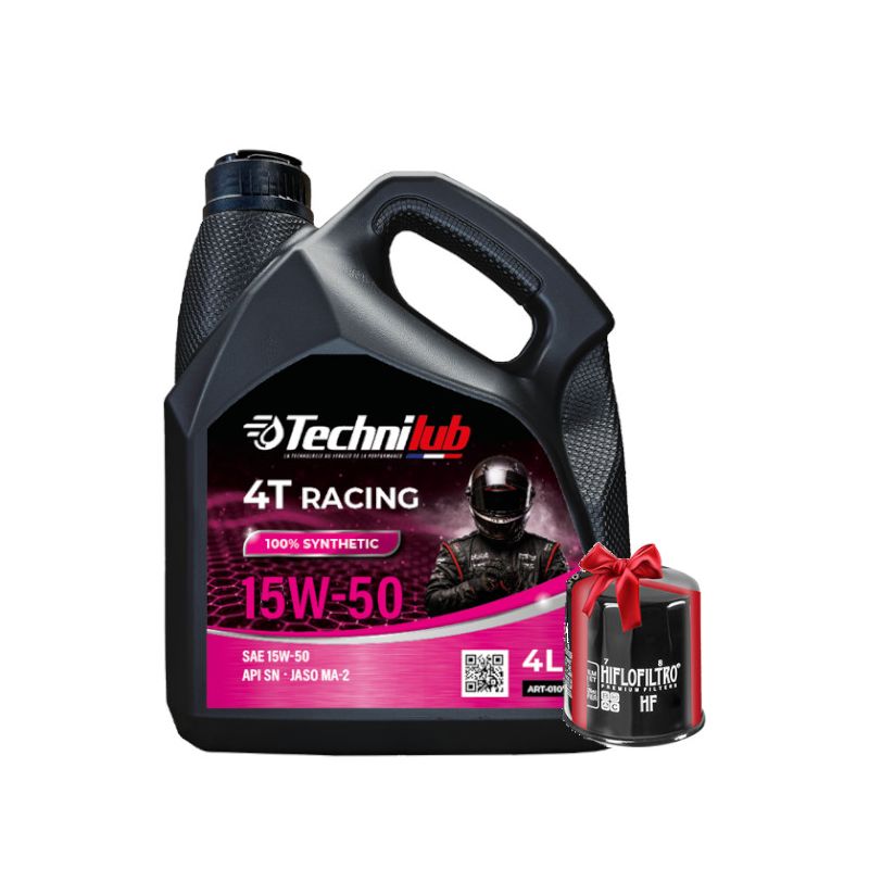 Huile Technilub Racing 4T 15W50 100% Synthèse 4 Litres + Filtre à Huile Offert Huile Technilub Racing 4T 15W50 100% Synthèse 4 Litres + Filtre à Huile Offert