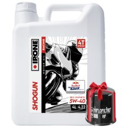 Huile moto Ipone Shogun 5W40 4 Litres + Filtre à Huile Offert