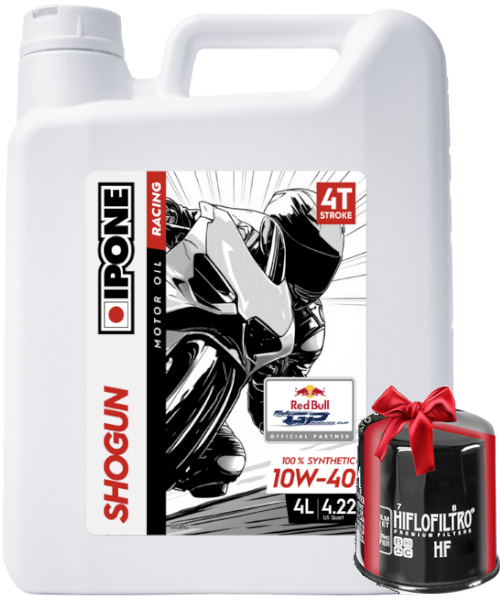 Huile moto Ipone Shogun 10W40 4 Litres + Filtre à Huile Offert