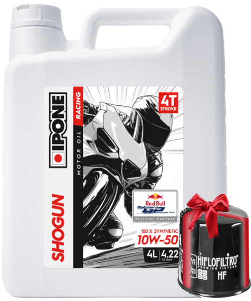 Huile moto Ipone Shogun 10W50 4 Litres + Filtre à Huile Offert