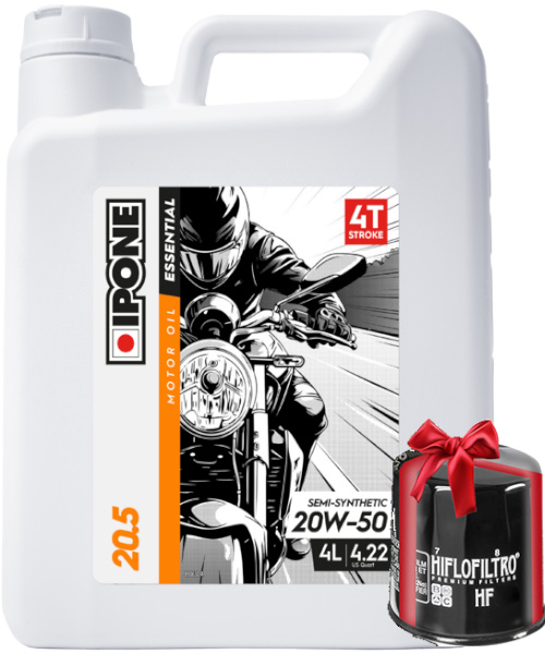 Huile Ipone 20.5 20W50 4 Litres + Filtre à Huile Offert