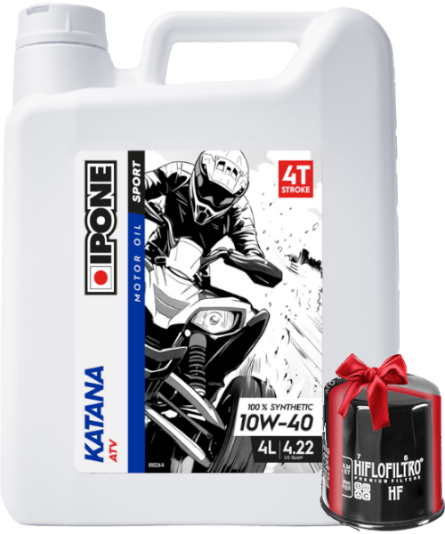 Huile Ipone Katana ATV 10W40 4 Litres + Filtre à Huile Offert