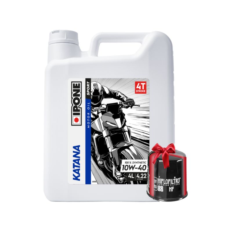 Huile Ipone KATANA 10W40 4T, 4 Litres + Filtre à Huile Offert