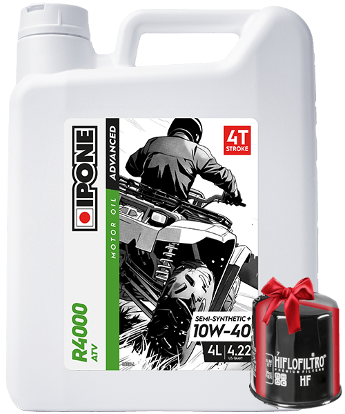 Huile Ipone R4000 ATV 10w40 4 Litres + Filtre à Huile Offert