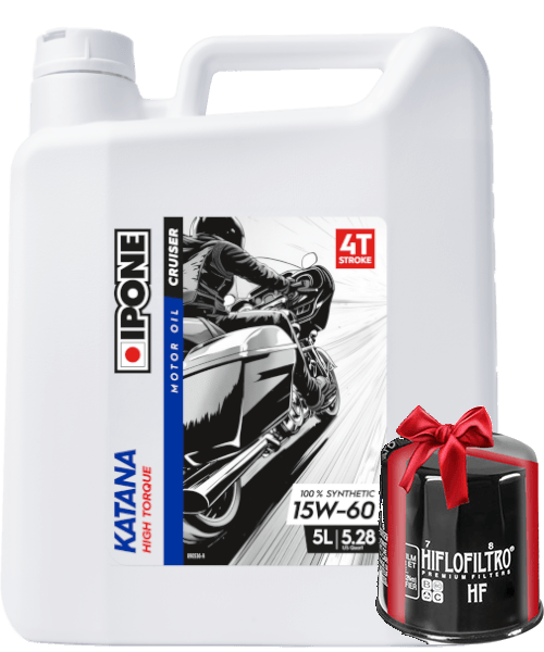 Huile Ipone Katana High Torque 15W60 5 Litres + Filtre à Huile Offert