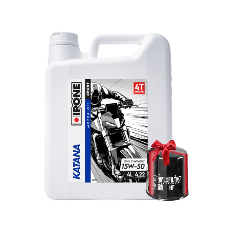 Huile Ipone KATANA 15W50 4T, 4 Litres + Filtre à Huile Offert Huile Ipone KATANA 15W50 4T, 4 Litres + Filtre à Huile Offert