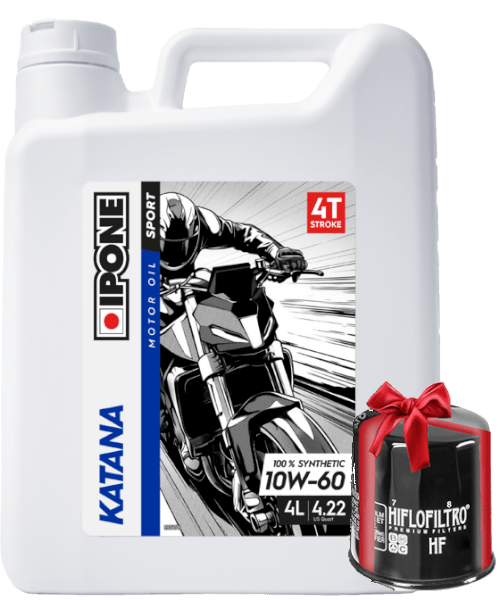 Huile Ipone KATANA 10W60 4T, 4 Litres + Filtre à Huile Offert