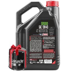 Huile moto Motul 5100 10W40 4 Litres + Filtre à Huile Offert