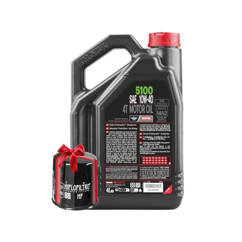 Huile moto Motul 5100 10W40 4 Litres + Filtre à Huile Offert