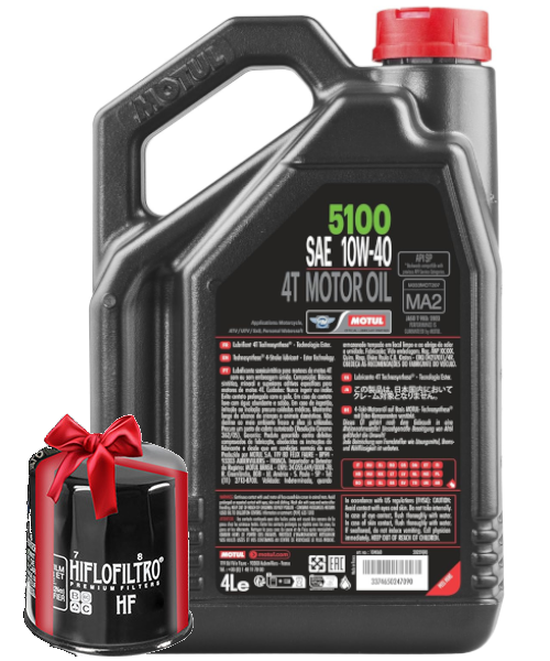 Huile moto Motul 5100 10W40 4 Litres + Filtre à Huile Offert