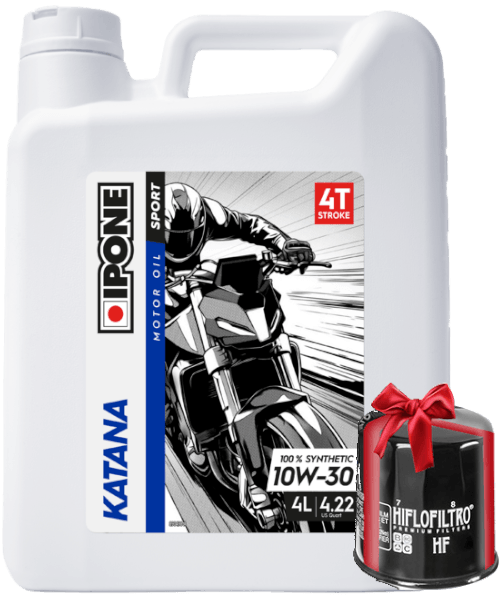 Huile Ipone KATANA 10W30 4T, 4 Litres + Filtre à Huile Offert