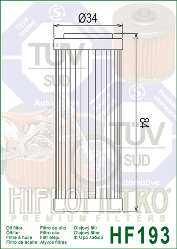 Filtre à Huile Hiflofiltro HF193 pour Triumph TF 250 et 450