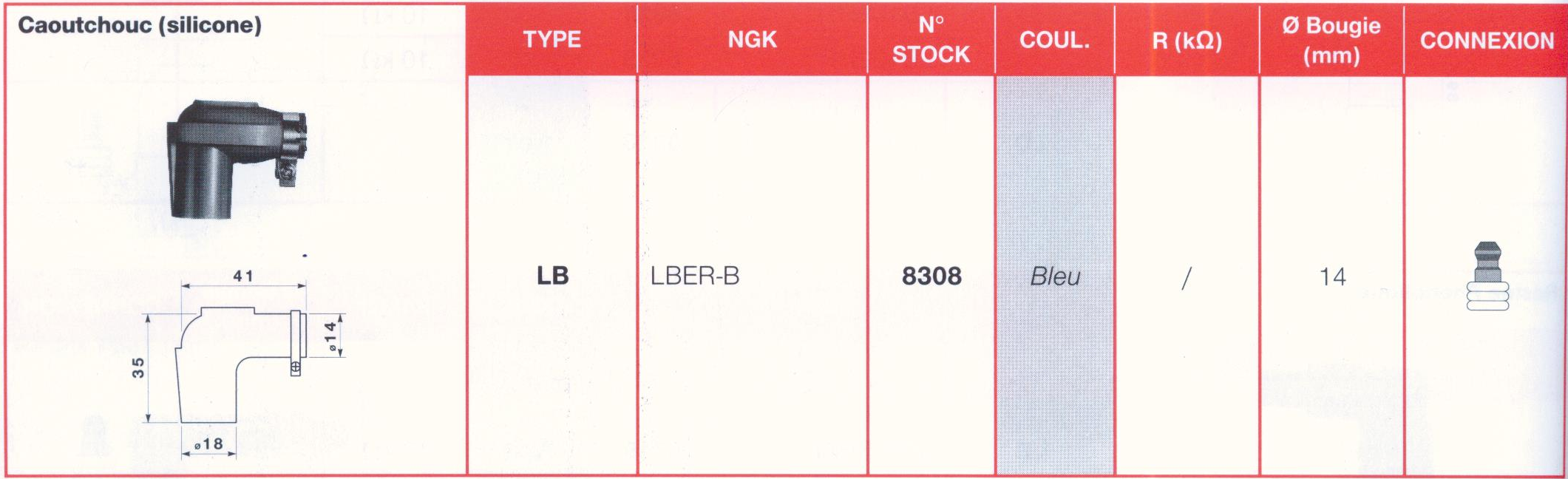 Antiparasite Bleu NGK LBER-B Moto, Scooter, Quad 