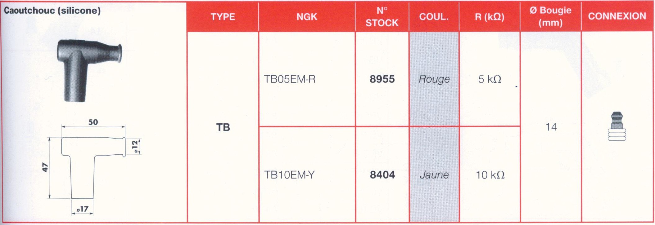 Antiparasite Jaune NGK  TB10EM-Y Moto, Scooter, Quad 