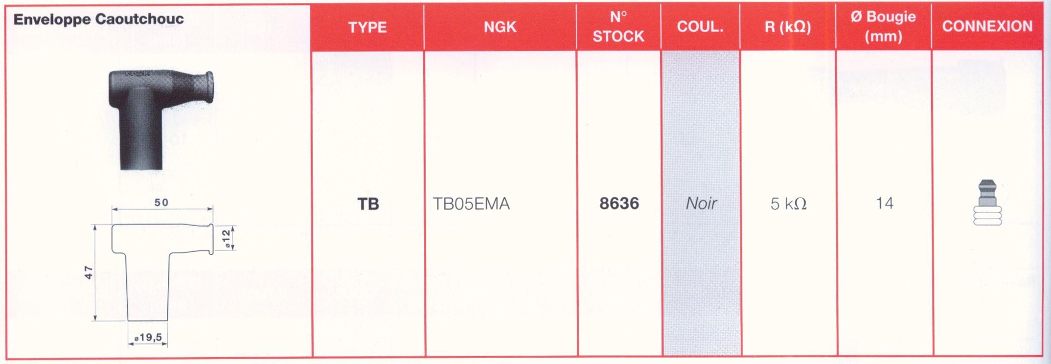 Antiparasite Jaune NGK  TB05EMA Moto, Scooter, Quad 