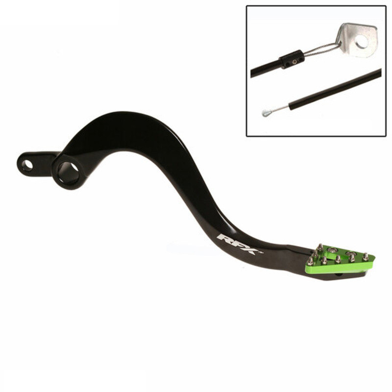 Pédale de frein arrière RFX Pro Noir/Vert pour Kawasaki KX 125 (04-08) - FXRB2040199GN