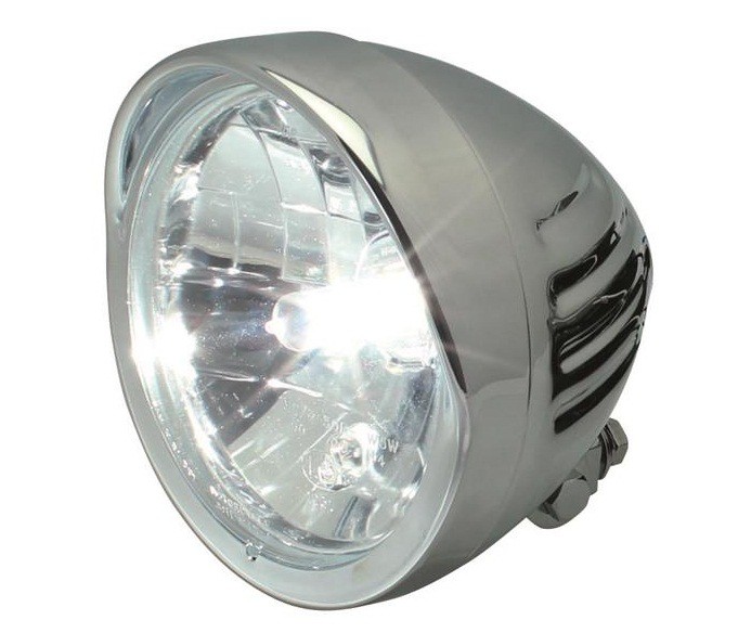 Phare Moto Rond 140mm à casquette chromé