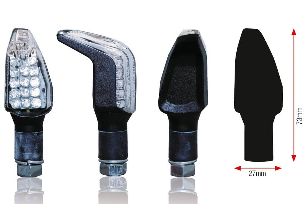 Clignotant LED Moto Adaptable Homologué BOOMERANG Noir