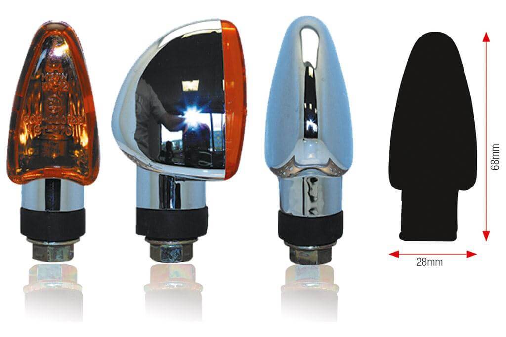 Clignotant Moto Adaptable Homologué TRIANGLE Chrome