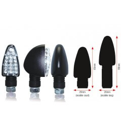 Clignotant LED Moto Adaptable Homologué TRIANGLE Noir Court