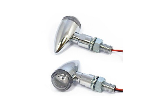 Mini-Clignotant LED Moto CORTO Chromé, Homologué