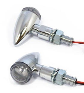 Mini-Clignotant LED Moto CORTO Chromé, Homologué