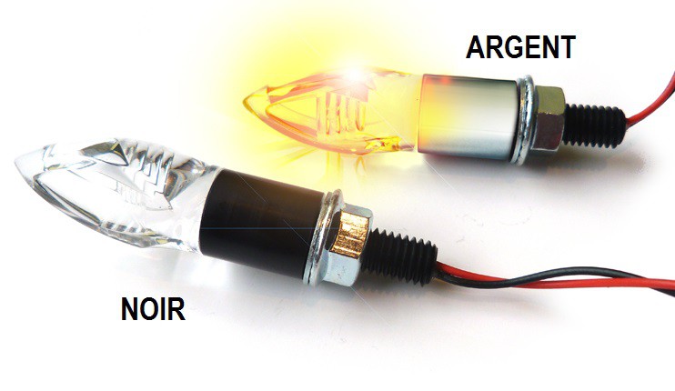 Clignotant Moto LED Homologué CRYTAL Noir