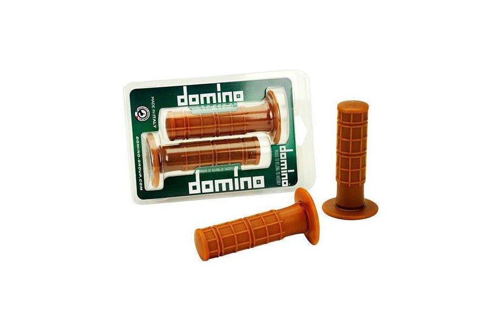 Poignées Moto Vintage Aluminium + Cuir PU Marron - 22mm (7/8'') - Universelles Honda, Yamaha, Kawasaki