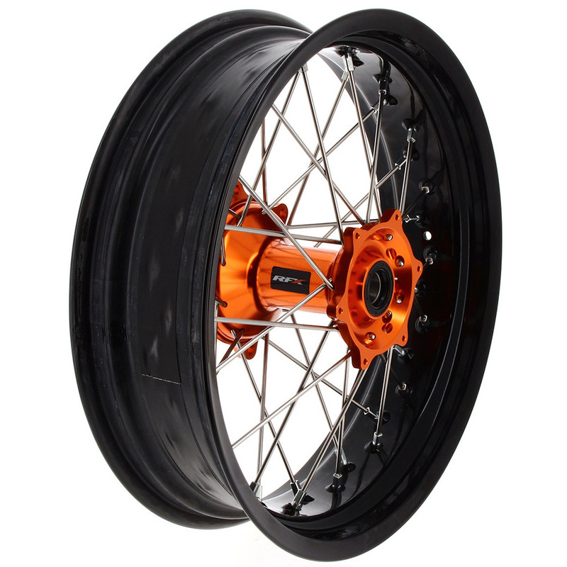 Roue Arrière Complète Moyeu Orange RFX Race SM 17x4,50 pour KTM 144 SX (07-08) - FXWH 50031 55OR Roue Arrière Complète Moyeu Orange RFX Race SM 17x4,50 pour KTM 144 SX (07-08) - FXWH 50031 55OR