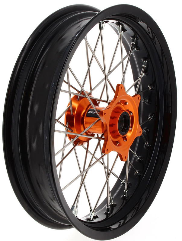 Roue Avant Complète Moyeu Orange RFX Race SM 17x3,50 pour KTM 125 SX (03-24) - FXWH 50003 55OR