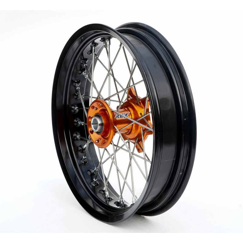 Roue Avant Complète Moyeu Orange RFX Race SM 17x3,50 pour KTM 150 EXC (20-23) - FXWH 50004 55OR Roue Avant Complète Moyeu Orange RFX Race SM 17x3,50 pour KTM 150 EXC (20-23) - FXWH 50004 55OR