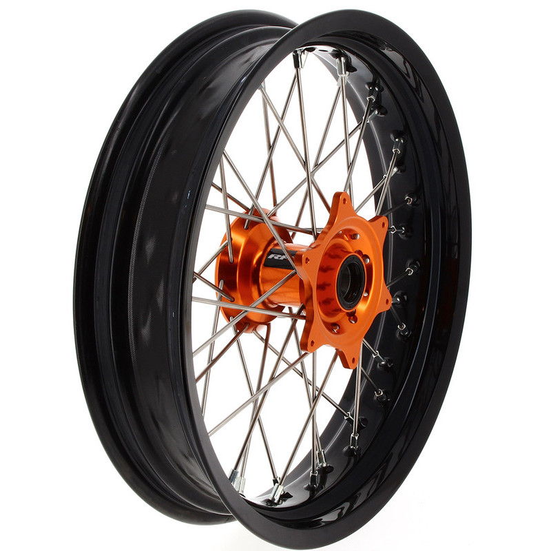 Roue Avant Complète Moyeu Orange RFX Race SM 17x3,50 pour KTM 200 SX (03-04) - FXWH 50003 55OR Roue Avant Complète Moyeu Orange RFX Race SM 17x3,50 pour KTM 200 SX (03-04) - FXWH 50003 55OR