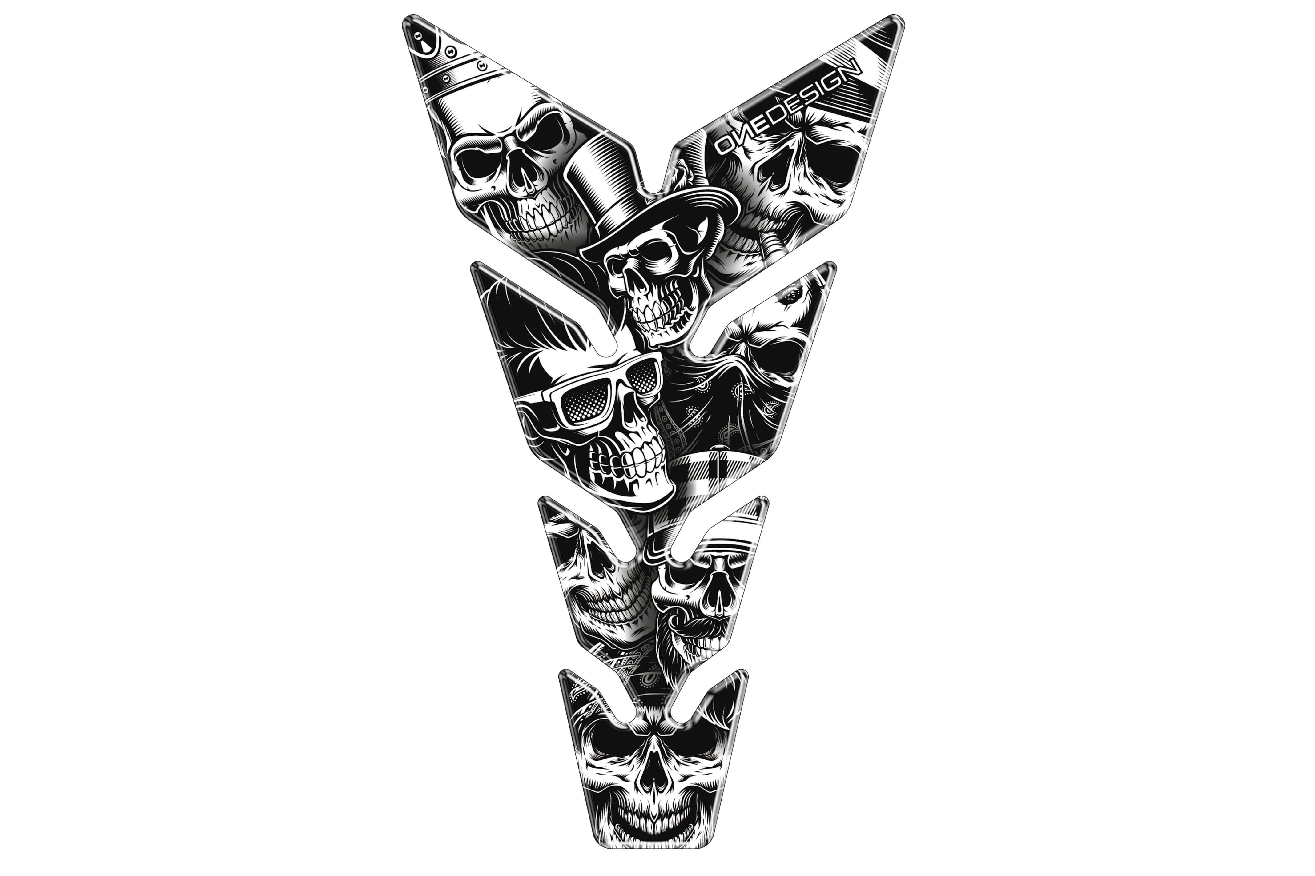 Protection de Réservoir Moto Universel Skull Party Black & White